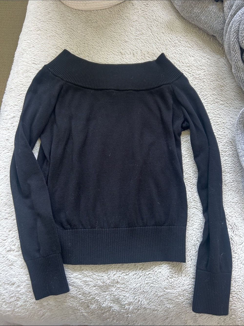 Brandy Melville Black Off-the-Shoulder Ribbed-Neck Sweater
